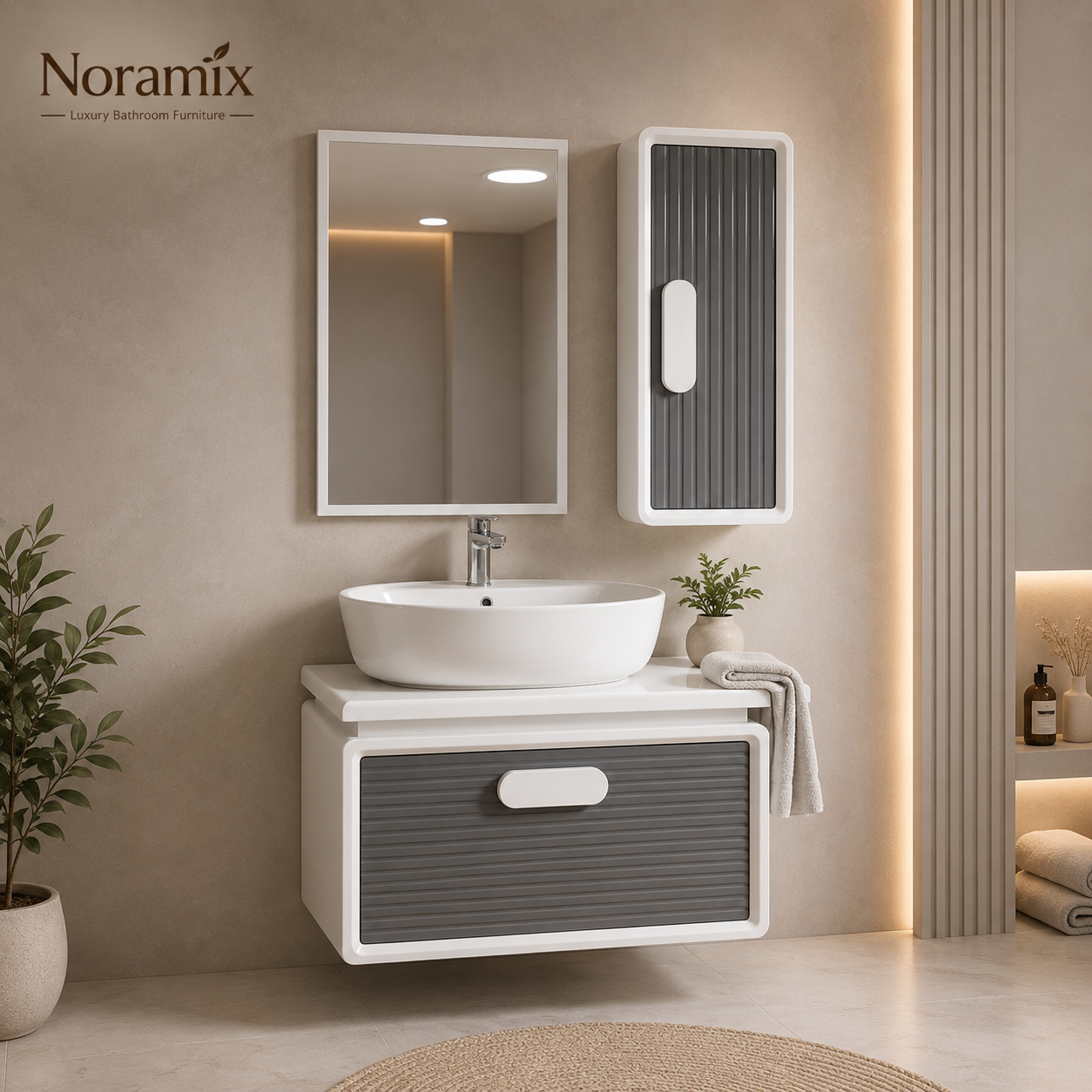 ست کابینت روشویی (کابینت + باکس + سنگ) مدل آترو