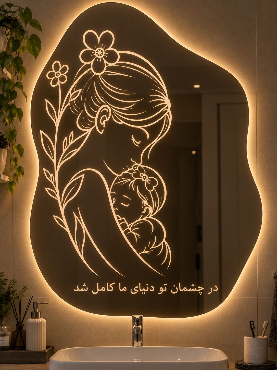 آینه بک لایت دفرمه مینیمال