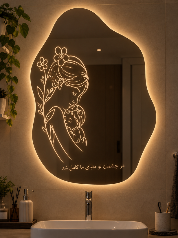 آینه بک لایت دفرمه مینیمال